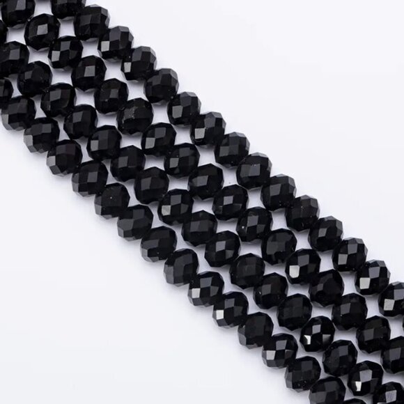 Black Glass Beads with Faceted Cut Faces  3mm  110 Pieces - Picture 2 of 3